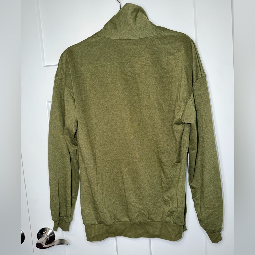 Olive Mock Neck Half Zip Pullover - image 2